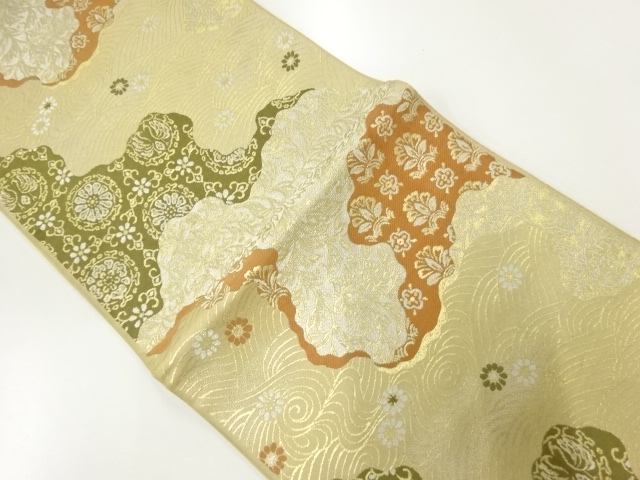 アンティーク　道長取りに華紋模様織出し袋帯（材料）